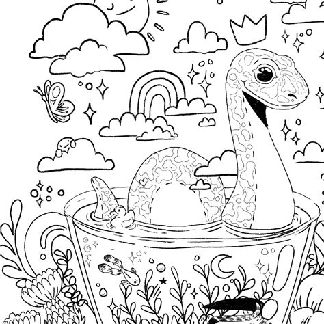 cryptid coloring printable pages mothman  loch ness etsy