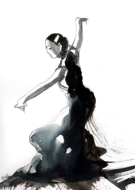 ink drawing  paper   flamenco dancer original  unique etsy