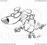 Blading Roller Dog Toonaday Royalty Outline Illustration Cartoon Rf Clip sketch template