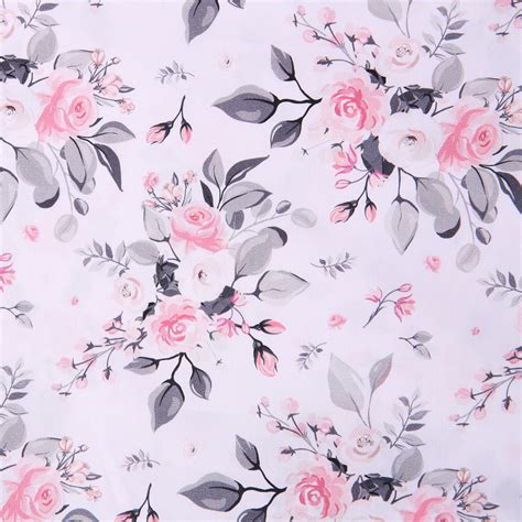 pink  grey floral cotton bloomsbury square dressmaking fabric