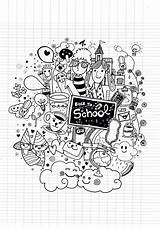 Doodle School Coloring Doodles Back Pages Kids Sheets Drawing Adults Kawaii Choose Board Color Printable sketch template