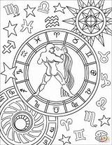 Coloring Zodiac Aquarius Pages Sign Signs Printable Adult Print Drawing Books Onelink Coloringpages sketch template