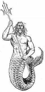 Poseidon Tattoo Drawing Coloring Sketch God Trident Neptune Pages Tattoos Sea Mermaid Triton Greek Mygodpictures Beach Drawings Adults Zeus Adult sketch template