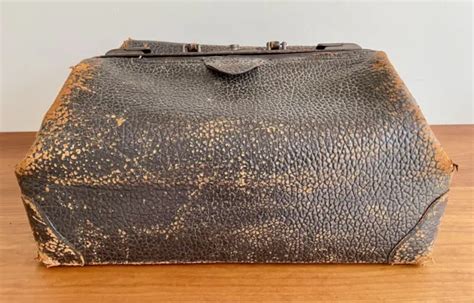 vintage leather gladstone doctors bag late 1800 s early 1900 s 225 00