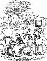 Cow Coloring Pages Milking Activity Kids Farmer Indian Colorluna sketch template
