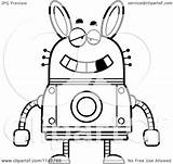 Robot Dumb Rabbit Coloring Clipart Cartoon Outlined Vector Cory Thoman Royalty sketch template