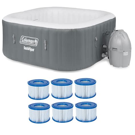 coleman saluspa  person square portable inflatable hot tub  pack  filters walmartcom