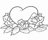 Coloring Heart Pages Hearts Rocks Roses sketch template