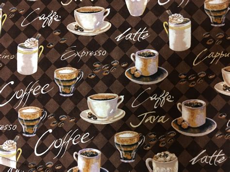 coffee theme fabric drink coasters set     reversible etsy