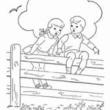 Cerca Fazenda Sentadas Sitting Tudodesenhos Bluebonkers Cercado Criancas sketch template