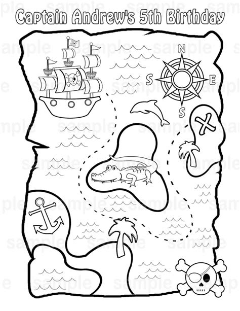 treasure island map kids coloring page stock illustration intended