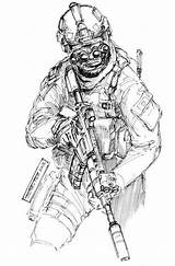 Military Army Drawing Drawings Soldier Operator Coloring Draw Special Sketch Forces Pages Medic Teo Jerry Concept Duty Nvg Call Tactical sketch template