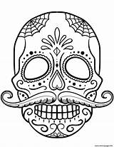 Skull Coloring Sugar Calavera Pages Printable Mustache Simple Drawing Para Calaveras Color Print Caveira Colorear Skulls Halloween Dibujos Mexicana Muertos sketch template
