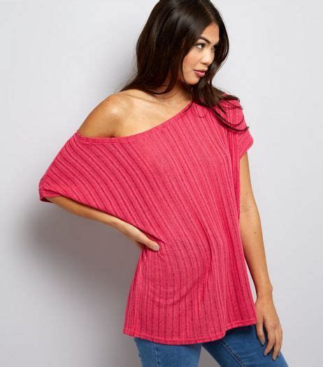 Pink Ladder Knit Off The Shoulder Top New Look Latest Fashion For