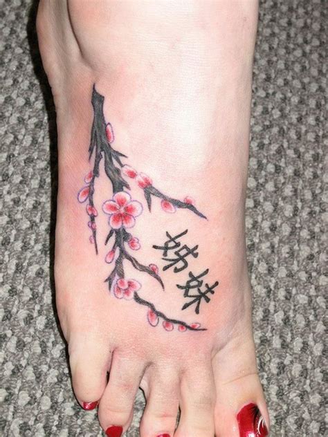 Cute Foot Tattoo Cherry Blossom Japanese Symbols Tattooimages Biz