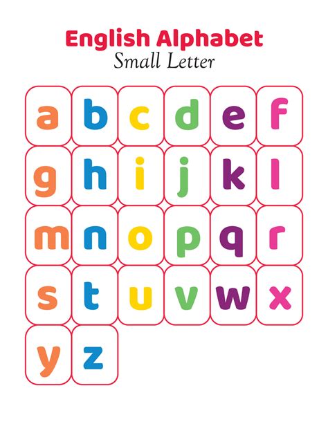 english alphabet chart  kidssmall letter  vector art