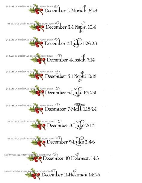 sweet  simple christmas scripture advent calendar  printables