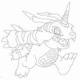 Digimon Metalgreymon sketch template