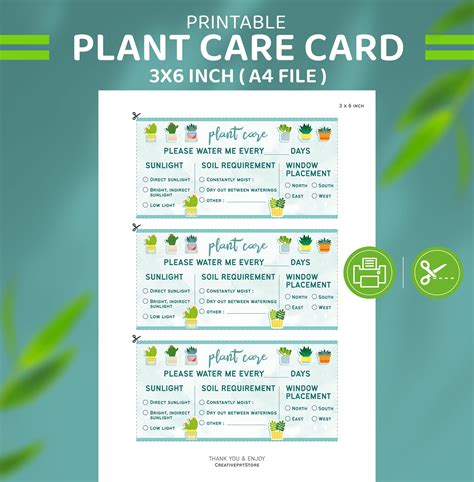 printable plant care cards printable word searches