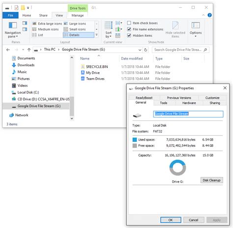 run drive file stream    windows service vista