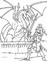 Knight Dragon Coloring Fighting Pages Drawing Kneeling Princess Color Castle Dragons Knights Getdrawings Armor Choose Board sketch template