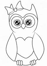 Owl Coloring Cartoon Pages Bow Printable Cute Drawing Kids Cutest Owls Bird Board Birds Categories A4 sketch template