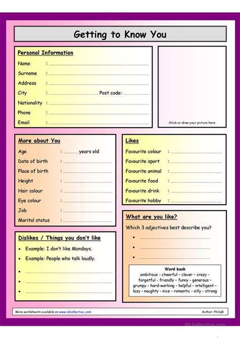 getting to know you questionnaire worksheet free esl printable worksheets made by teachers
