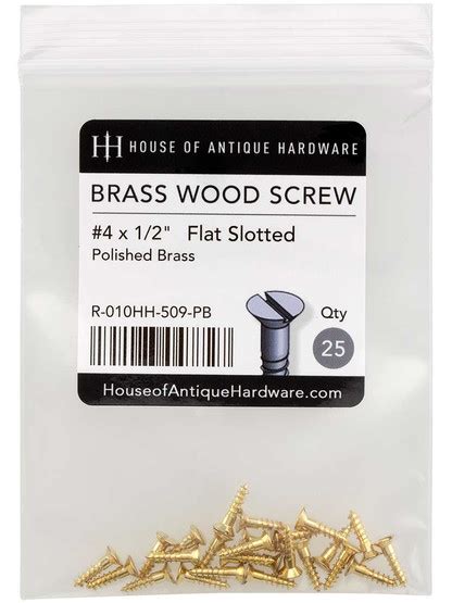 4 X 1 2 Inch Brass Flat Head Slotted Wood Screws 25 Pack House Of