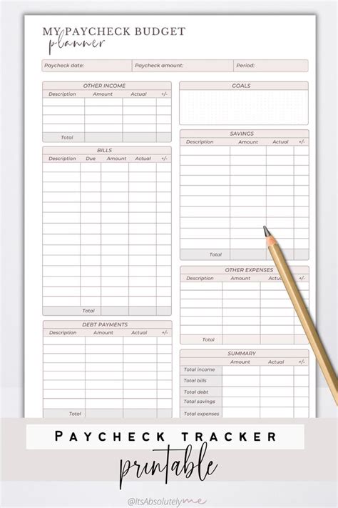 paycheck budget printable paycheck tracker budget  paycheck