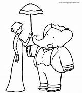 Babar Coloring Pages Cartoon Color Kids Character Printable Sheets Characters Library Found Clip sketch template