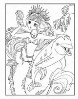 Coloring Pages Stock Mermaids Vinegar Adult Depositphotos sketch template