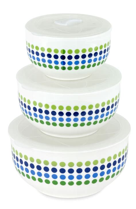 pc ceramic bowls set food storage containers  vented lids