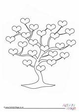 Colouring Tree Hearts Colour sketch template