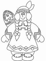 Coloring Native American Pages Indian Thanksgiving First Nations Americans People Printable Dolls Color Girl Printables Kids Children Clipart Totem Print sketch template