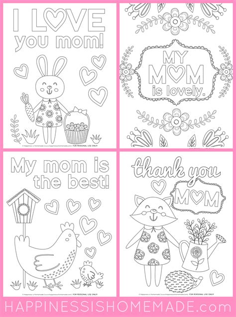 mothers day coloring pages  printables happiness  homemade
