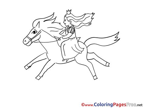 princess riding horse children coloring pages