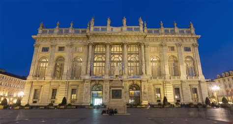 turin italy march   palazzo madama  dusk editorial photography image  facade