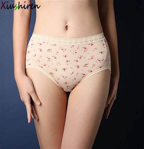 xiushiren 100 cotton plus size hot underwear women floral