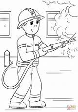Fire Fighter Firefighter Coloring Cartoon Template Sketch sketch template