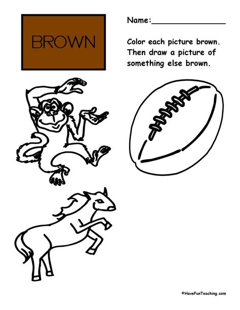 coloring brown pictures worksheet  fun teaching color word