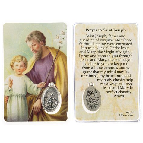 laminated st joseph prayer card  medal  catholic company