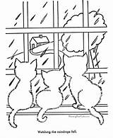 Coloring Pages Cat Cats Rain Printable Rainy Kids Looking Window Print Animal Drawing Kitties Cute Colouring Color S1180 Kitten Kitty sketch template