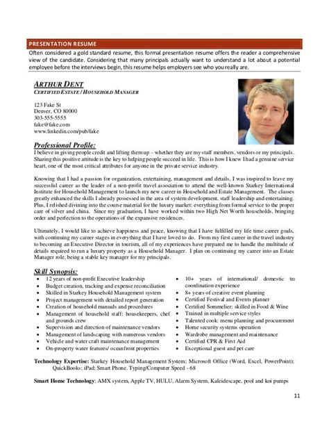 resume templates   modern household manager