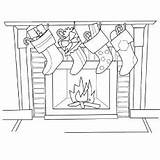 Christmas Fireplace Coloring Stockings Stocking Pages Printable Morning Ones Lovely Little sketch template