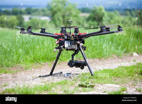 dji  octocopter uav drone   ground stock photo alamy
