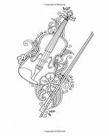 Coloring Violin Amazon Books Adults Colouring Pages Choose Board sketch template