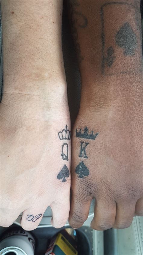 king queen spade tattoo on our hands my husband and i ♡ queen of