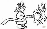 Colorear Bombero Coloring Incendio Fireman Fuego Apagando sketch template