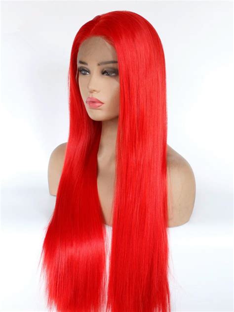red long straight lace front wig synthetic wigs babalahair