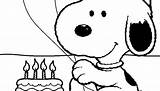 Snoopy Birthday Pages Coloring Template sketch template